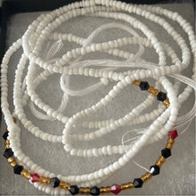 Load image into Gallery viewer, White “Black Panther” Charmed Waist Beads
